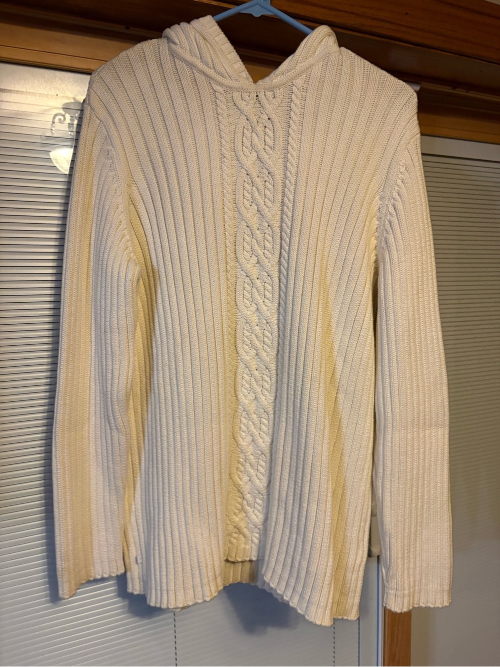 Ralph Lauren Cream Cable-Front Hooded Sweater